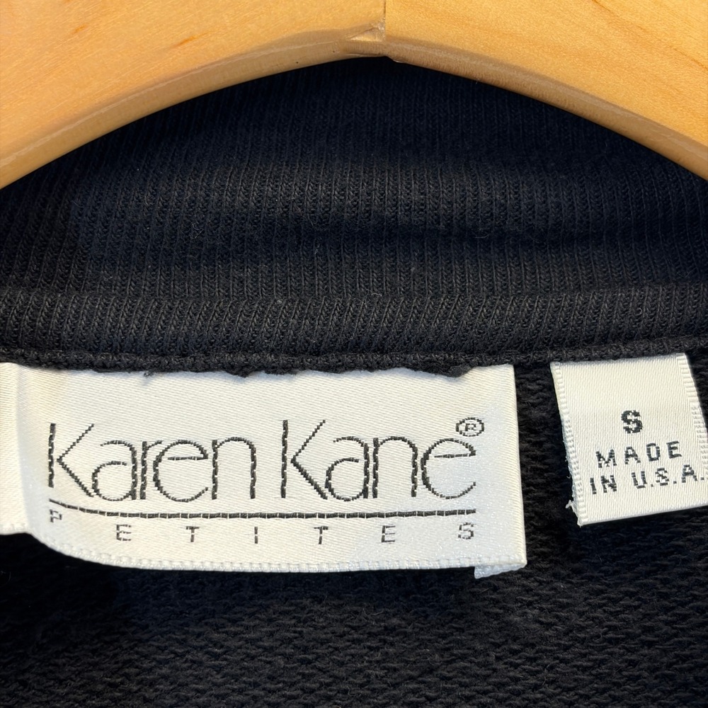 Vintage Karen Kane 90s Houndstooth Full Zip Sweatshirt Women Size SP Sporty Chic - Picture 3 of 7